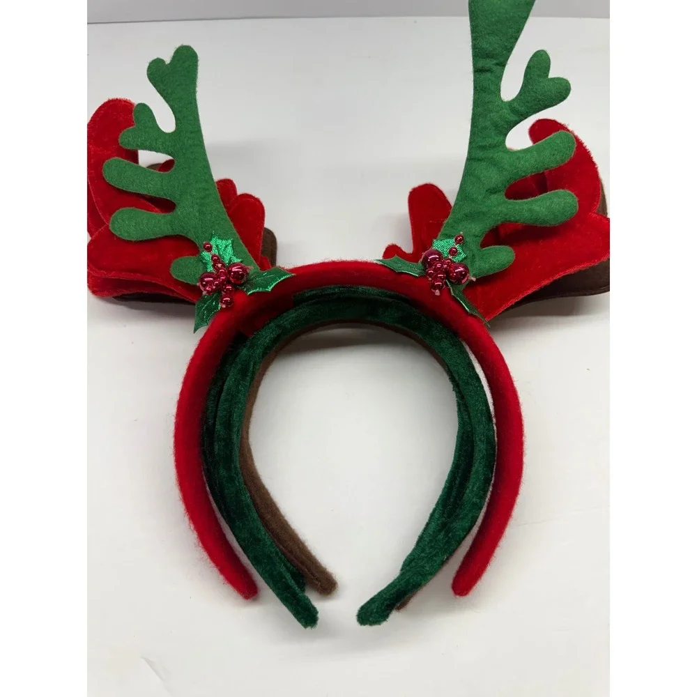 Christmas Reindeer Antler Headband Lot 4pc Holiday Party Accessories Red Green